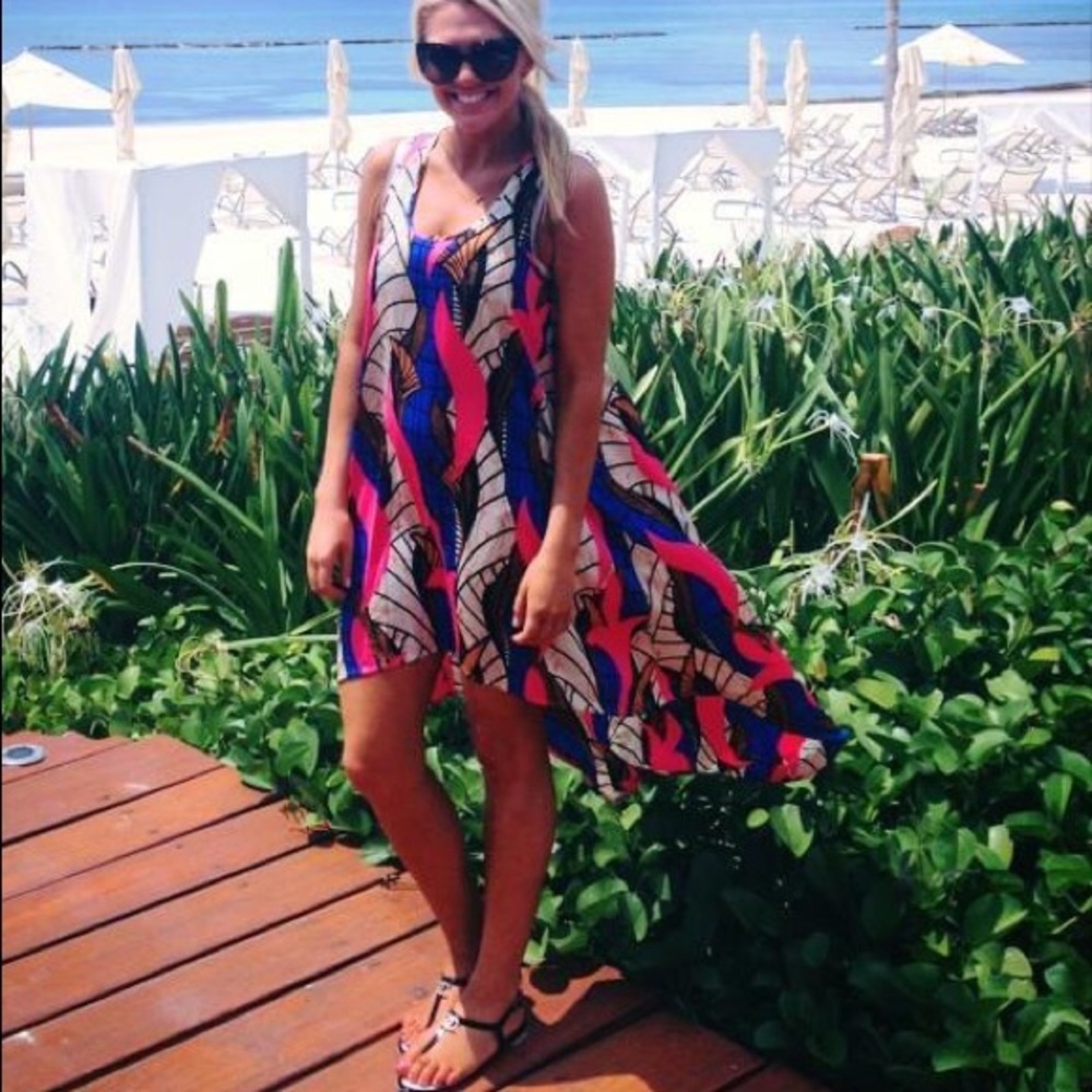 TOPSHOP High Low Print Dress Small